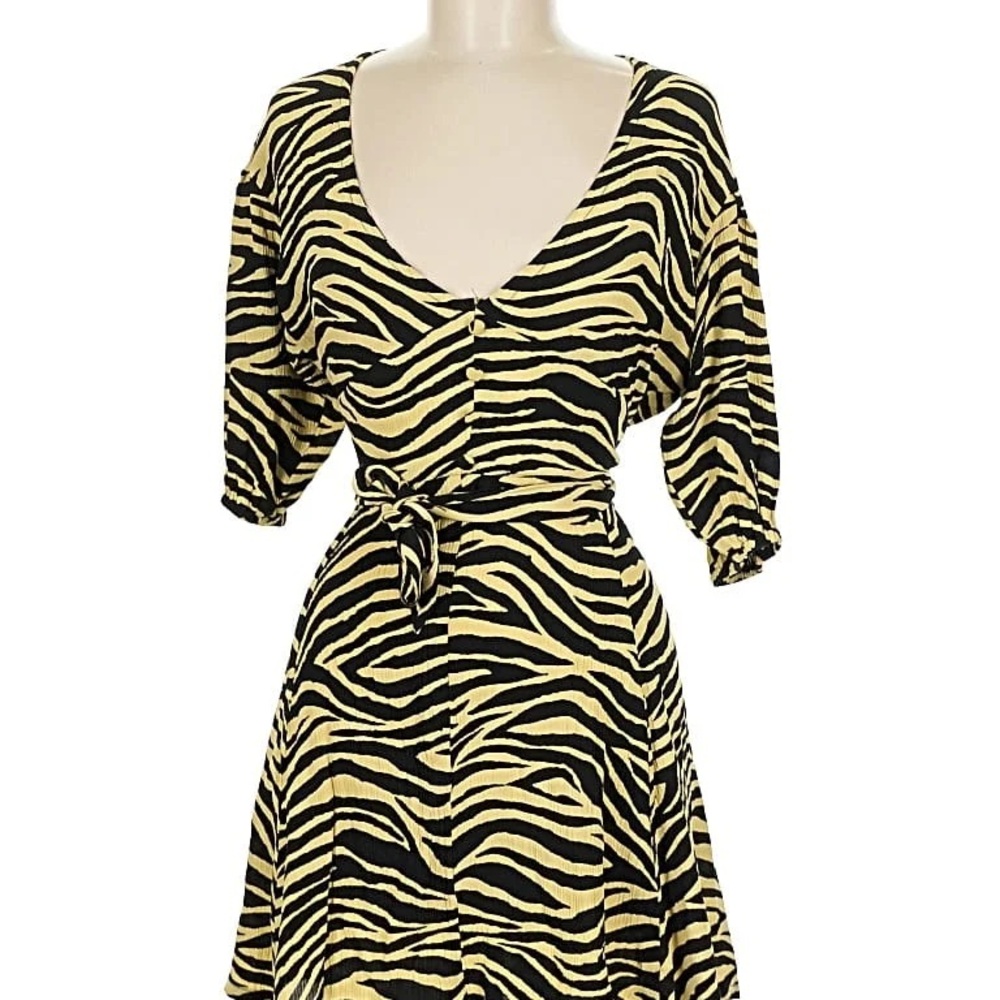 Faithfull the Brand Black and Cream Zebra Mini Dress